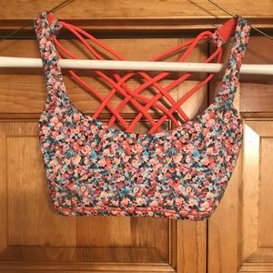 Lulu Lemon Free to Be Orange/Floral Sports Bra